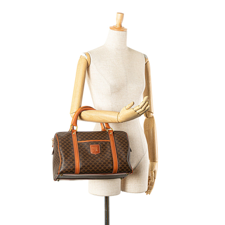 Macadam Coated Canvas Boston Bag Brown - Gaby Paris