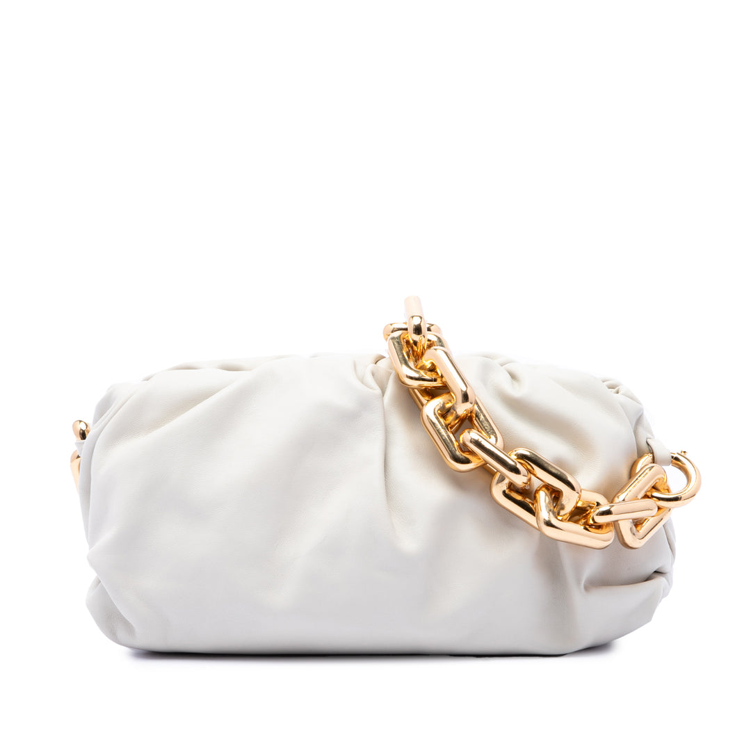 Bottega Veneta Chaîne Pochette Cuir d'agneau Blanc