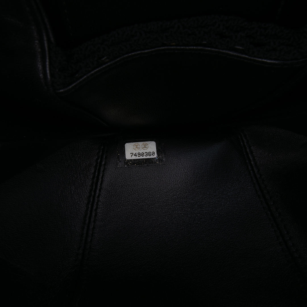 Lambskin and Satin Camellia Flower Evening Bag Black - Gaby Paris