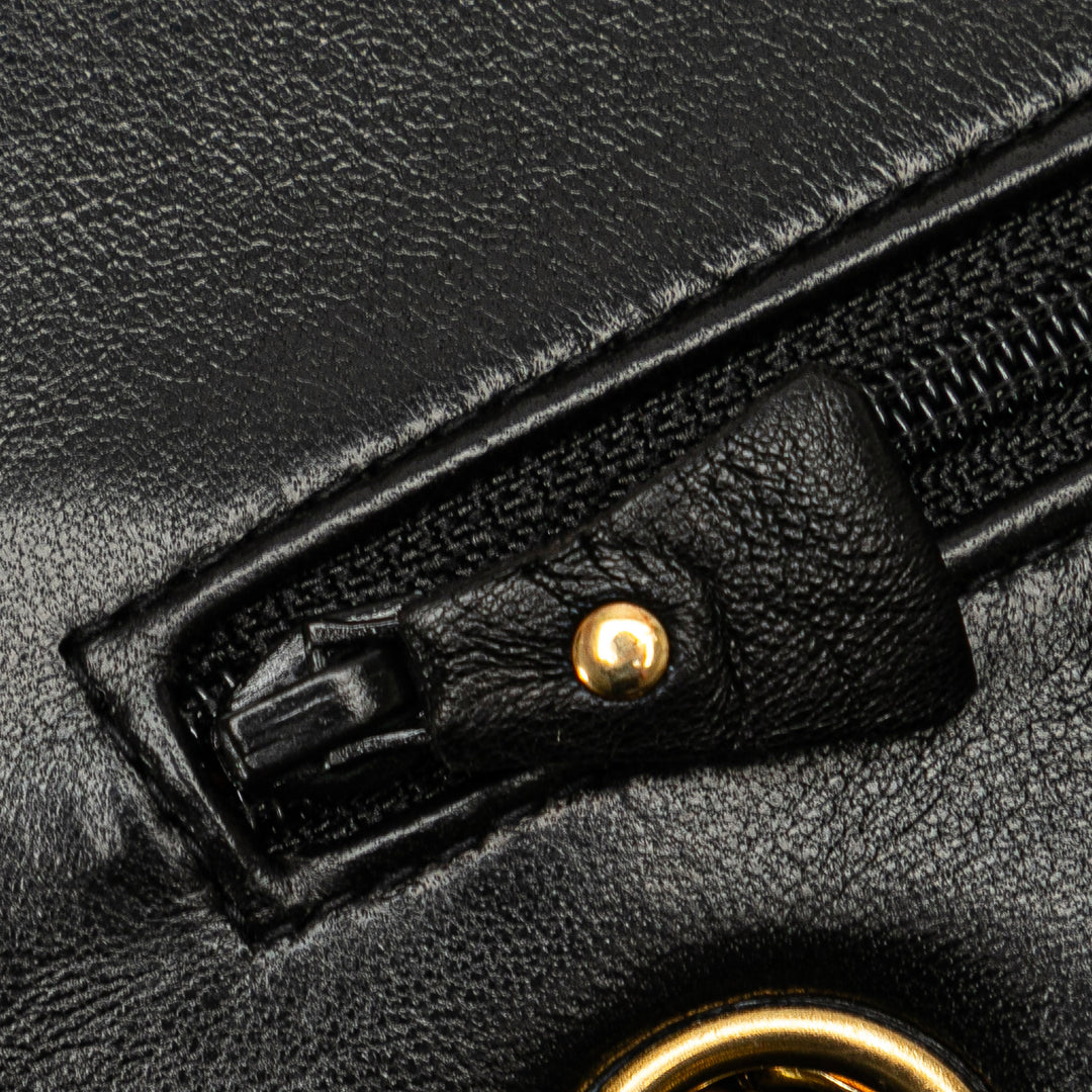 Medium Classic Lambskin Double Flap Black - Gaby Paris