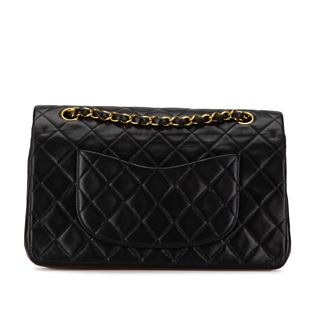 Medium Classic Lambskin Double Flap Black - Gaby Paris