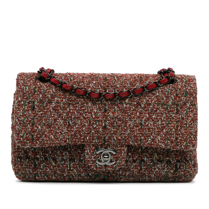 Medium Classic Tweed Double Flap Red - Gaby Paris