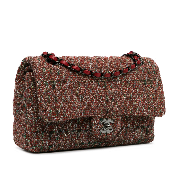 Medium Classic Tweed Double Flap Red - Gaby Paris