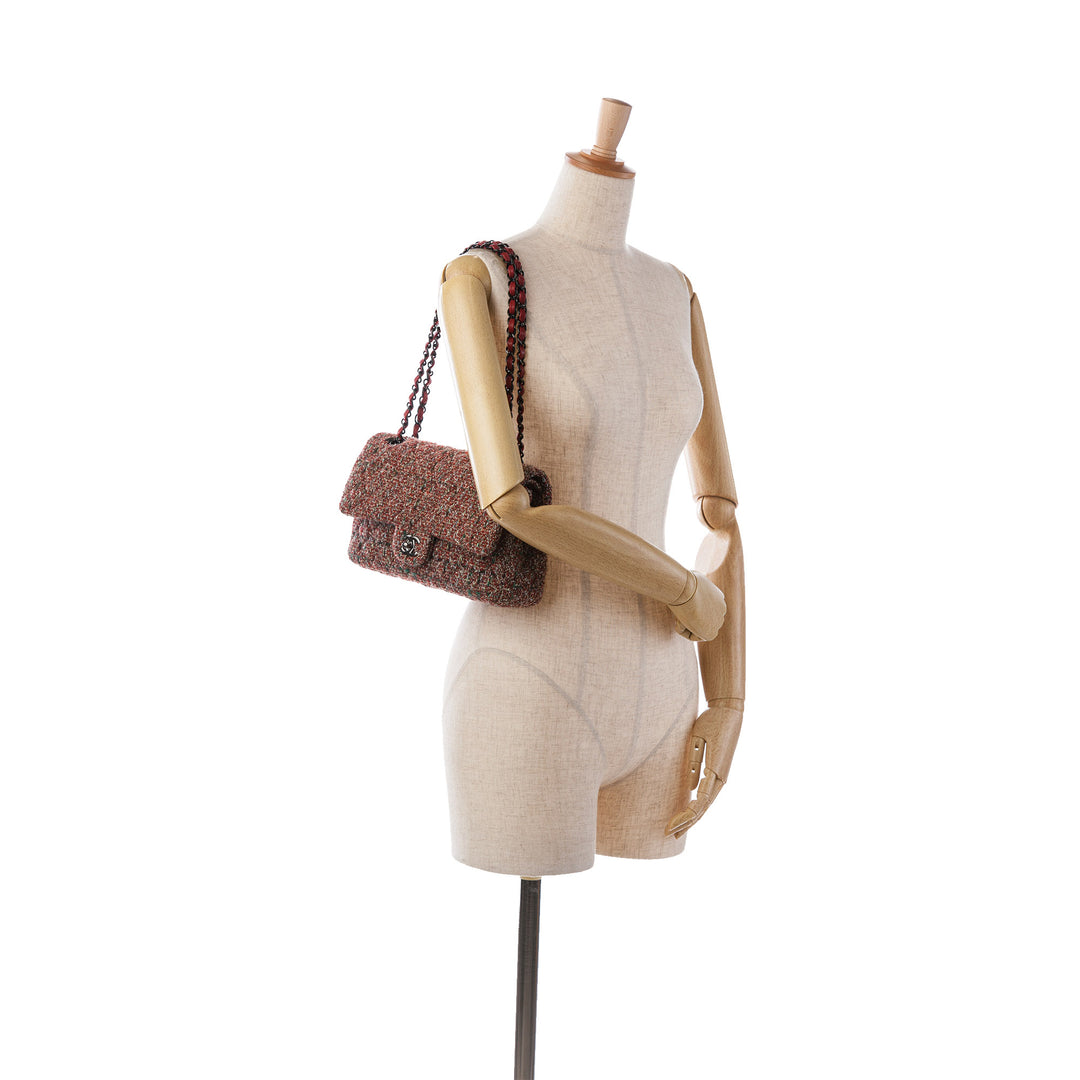 Medium Classic Tweed Double Flap Red - Gaby Paris