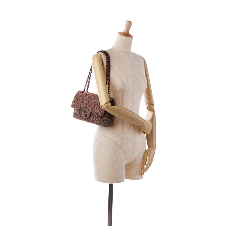 Medium Classic Tweed Double Flap Red - Gaby Paris