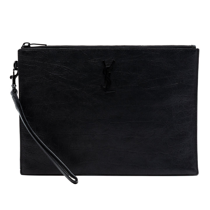 Saint Laurent Croc embossé Cuir Monogram Zip Pochette