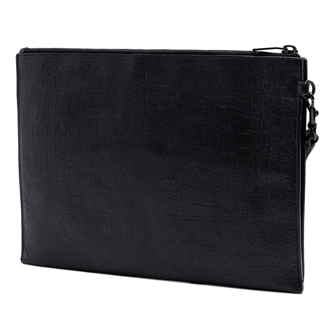 Saint Laurent Croc embossé Cuir Monogram Zip Pochette