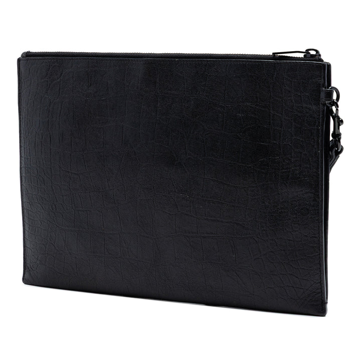 Saint Laurent Croc embossé Cuir Monogram Zip Pochette