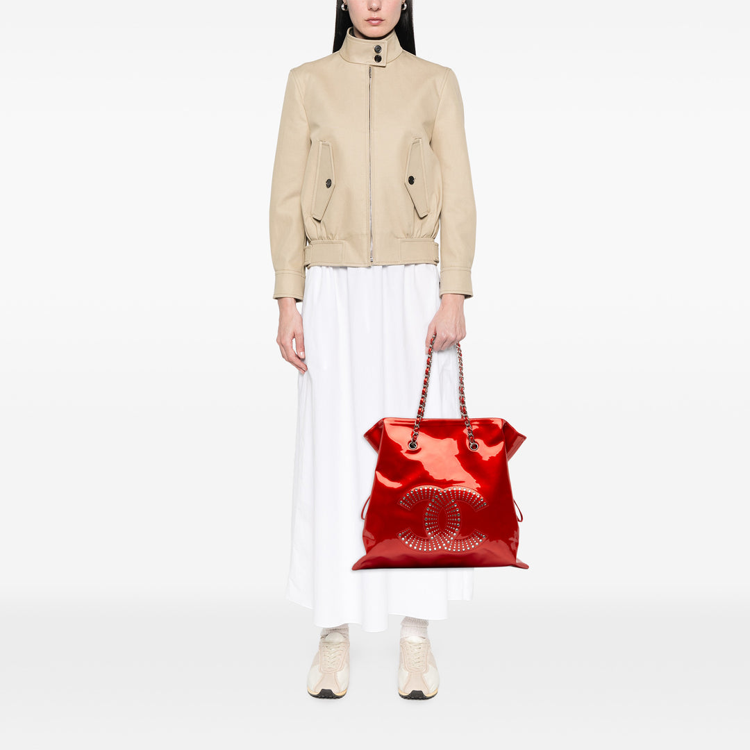 CC Patent Crystal Strass Embellished Bonbons Tote Red - Gaby Paris