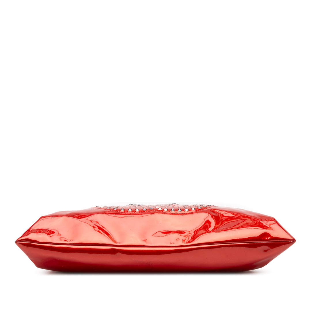 CC Patent Crystal Strass Embellished Bonbons Tote Red - Gaby Paris