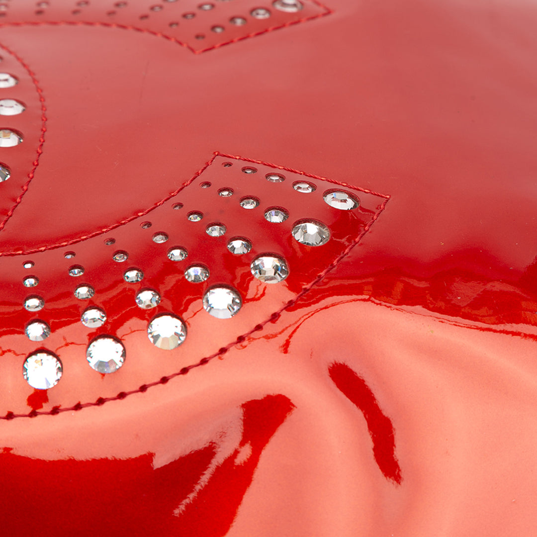 CC Patent Crystal Strass Embellished Bonbons Tote Red - Gaby Paris