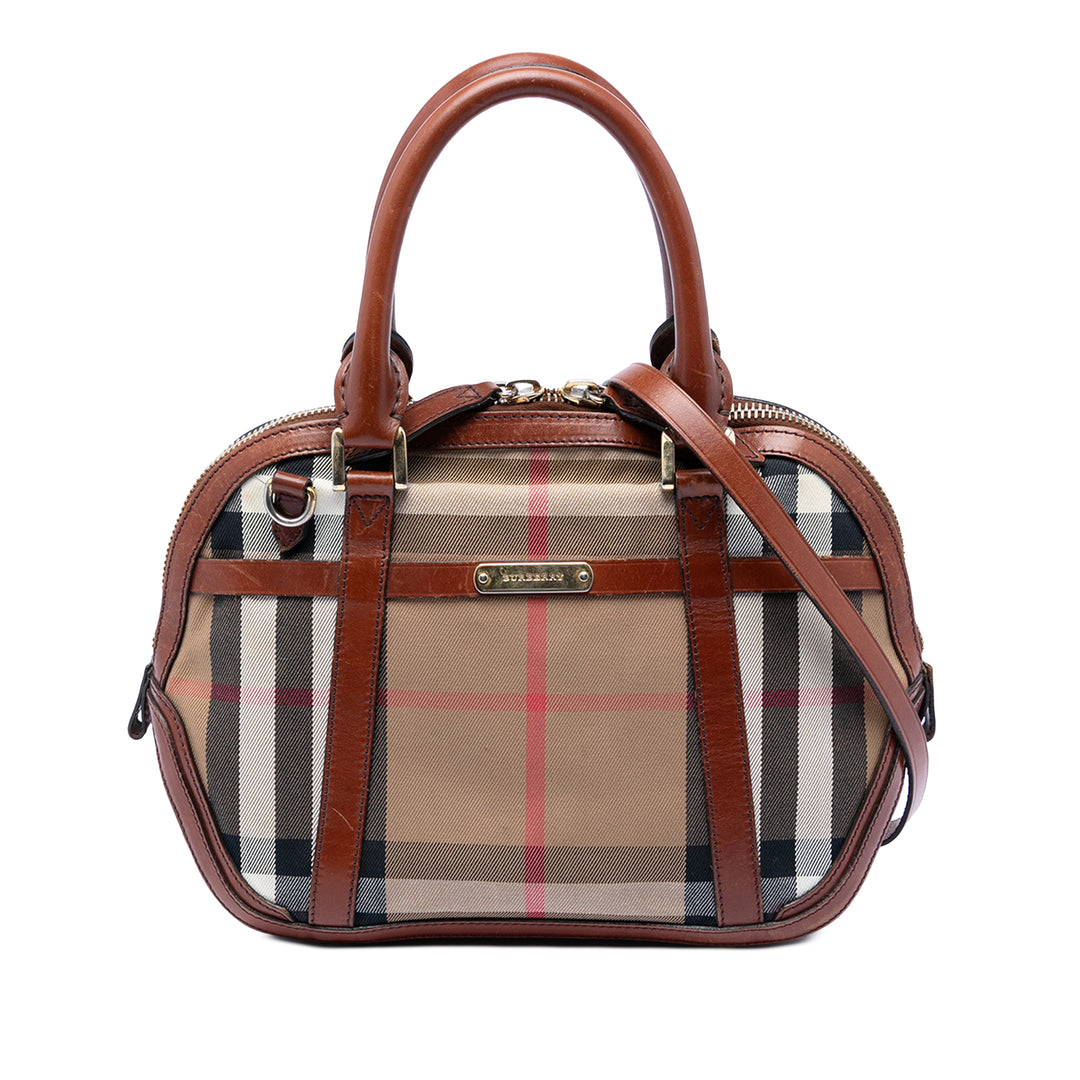 Burberry Small Cuir à finitions House Check Toile Bridle Orchard Sac