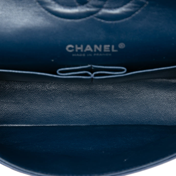 Classic Double rabat Moyen Cuir caviar Bleu