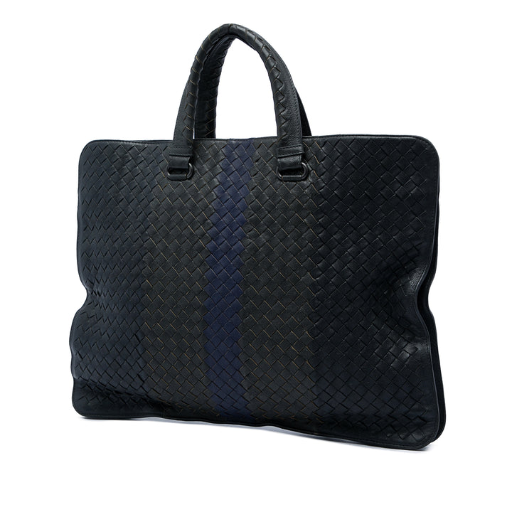 Bottega Veneta Porte-documents Intrecciato Club Fume nappa Noir – vue 2 – GABY PARIS