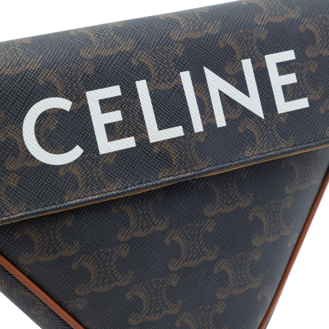 Celine Sac bandoulière Triomphe Logo Triangle Triomphe enduite Marron – vue 5 – GABY PARIS