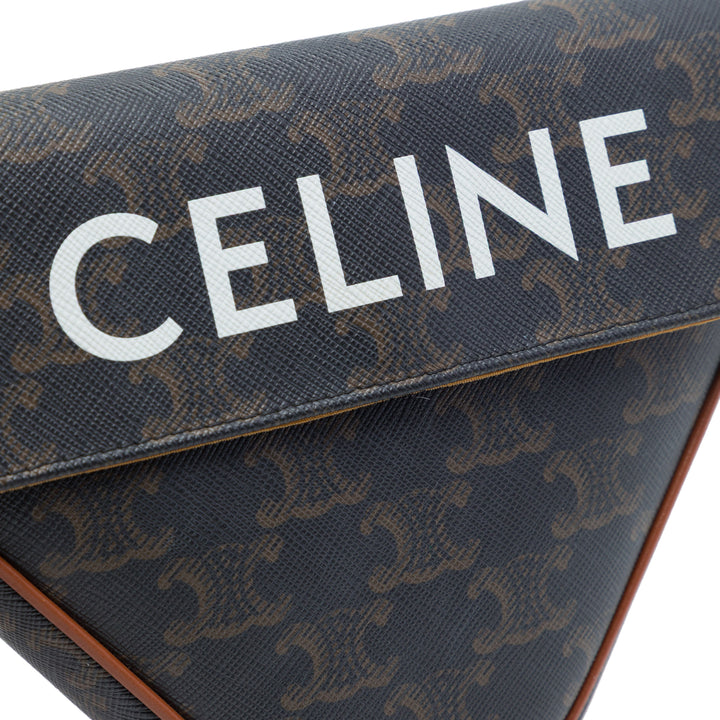 Celine Sac bandoulière Triomphe Logo Triangle Triomphe enduite Marron – vue 5 – GABY PARIS