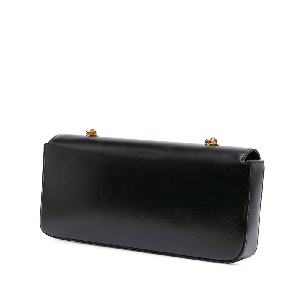 Shiny Calfskin Triomphe Cuir Chain Shoulder Bag Black - Gaby Paris