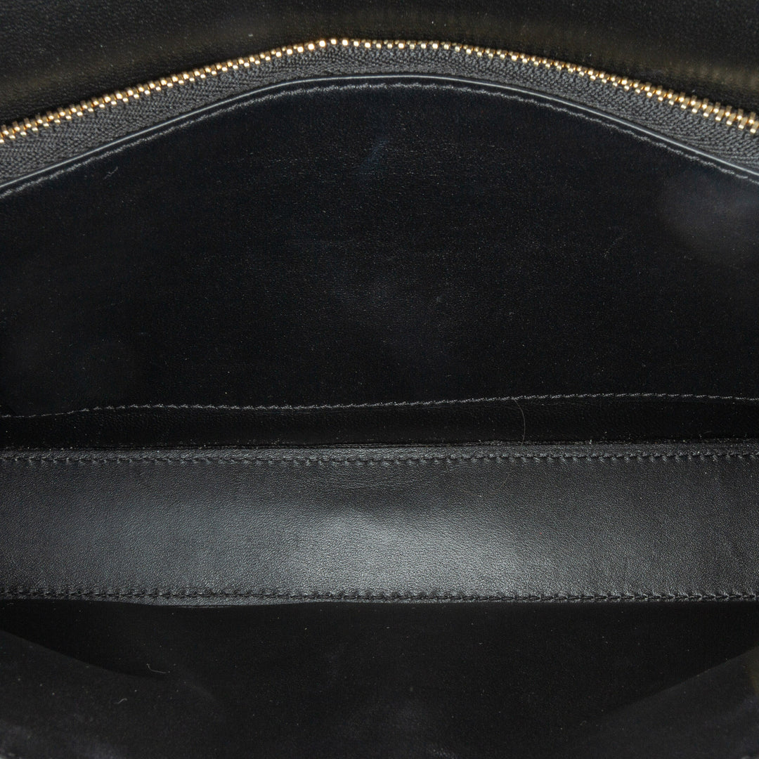 Shiny Calfskin Triomphe Cuir Chain Shoulder Bag Black - Gaby Paris