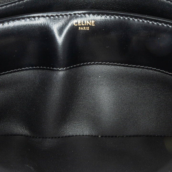 Shiny Calfskin Triomphe Cuir Chain Shoulder Bag Black - Gaby Paris