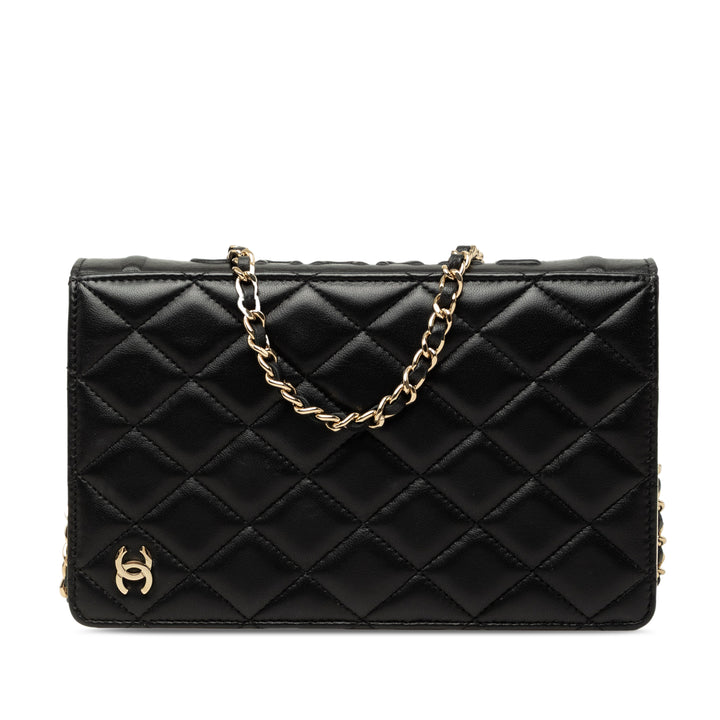 Chanel Matelassé Book Wallet on Chain Cuir d'agneau Noir – vue principale – GABY PARIS