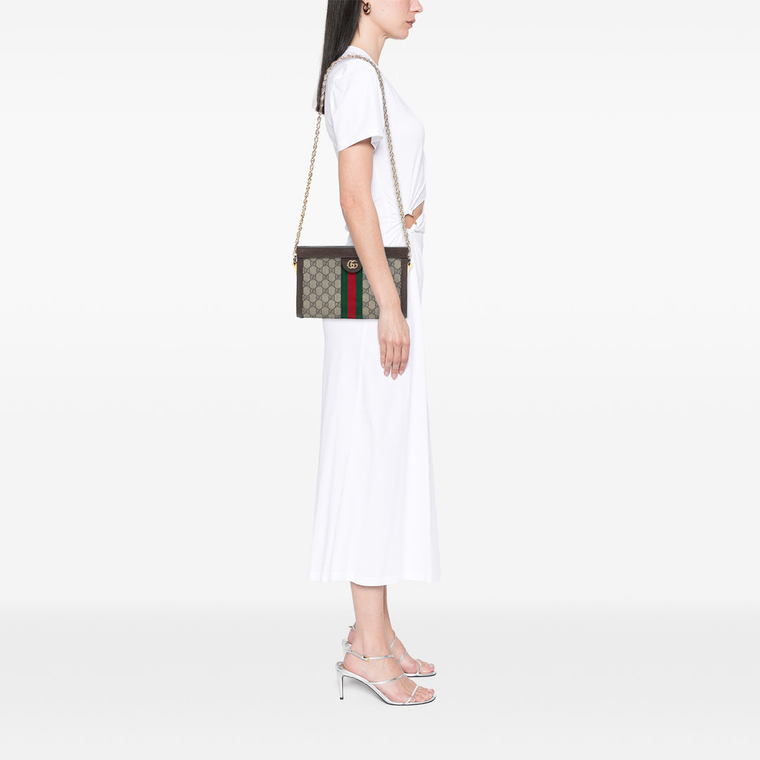 Gucci Small GG Supreme Web Ophidia Chain Sac porté croisé