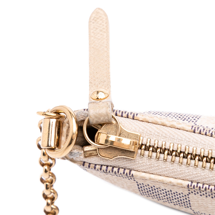 Louis Vuitton Damier Azur Trunks Labels Pochette Milla MM Blanc – GABY PARIS Authentique