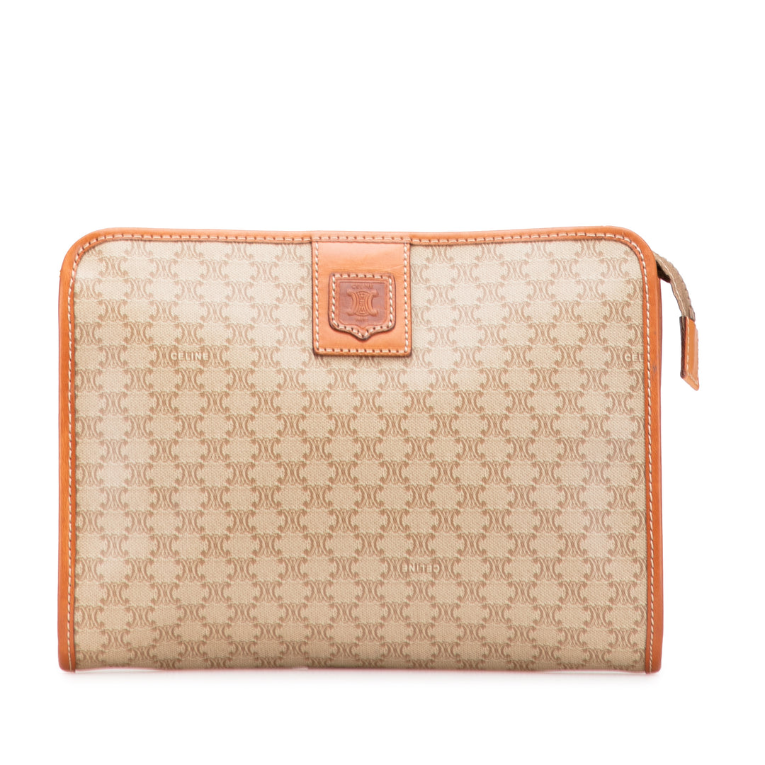 Macadam Coated Canvas Clutch Brown - Gaby Paris