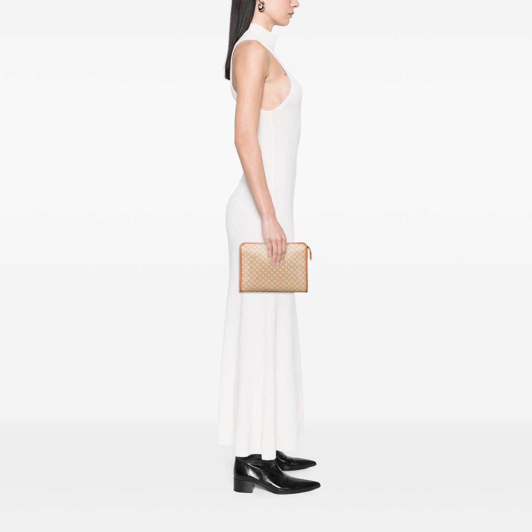 Macadam Coated Canvas Clutch Brown - Gaby Paris