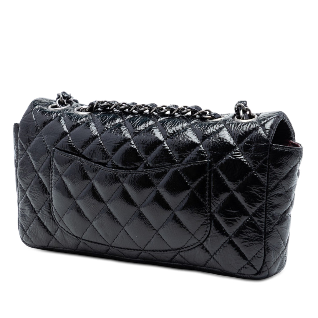 Chanel Matelassé froissé Cuir verni East West Simple rabat