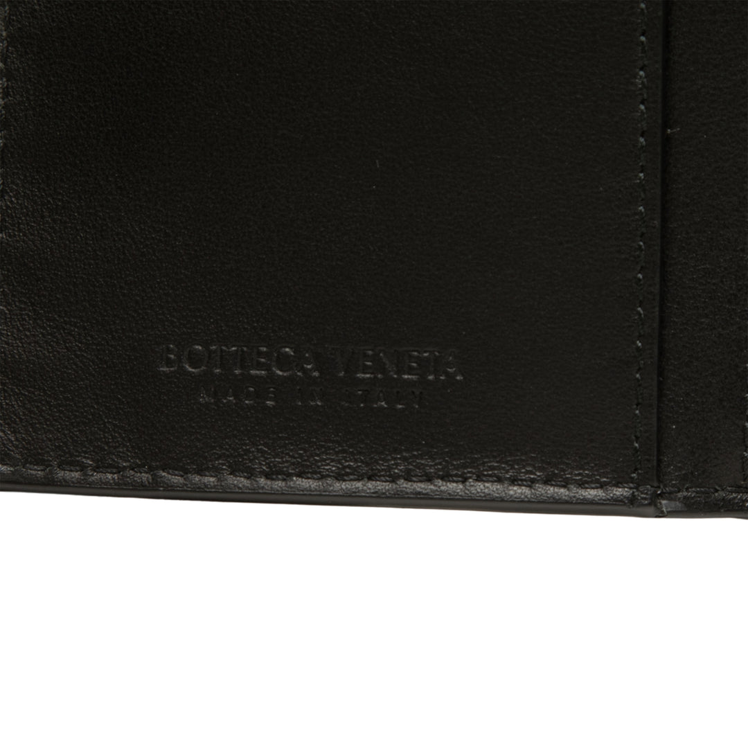 Intrecciato Deux volets Portefeuille long Cuir de veau Noir