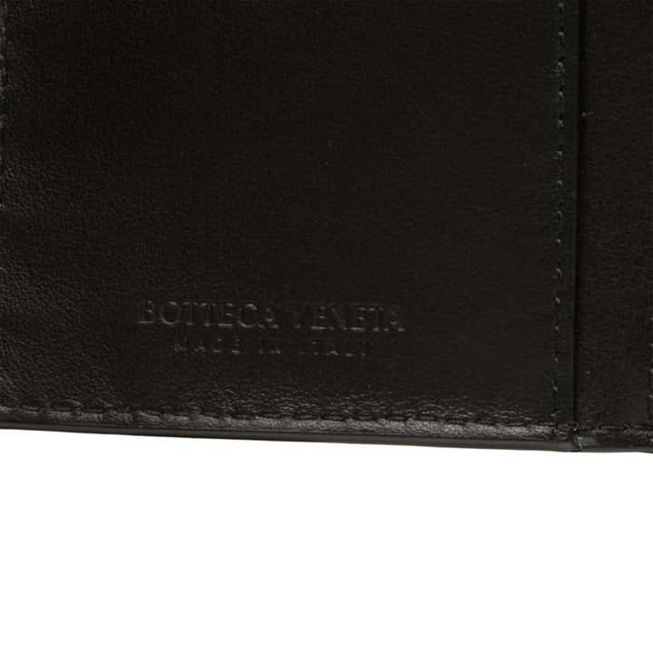 Intrecciato Deux volets Portefeuille long Cuir de veau Noir