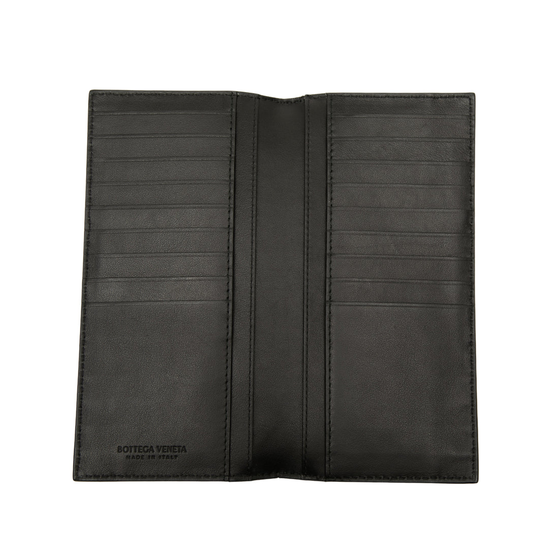 Intrecciato Deux volets Portefeuille long Cuir de veau Noir