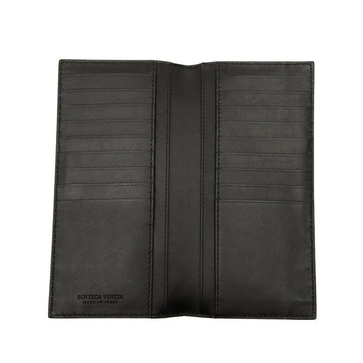 Intrecciato Deux volets Portefeuille long Cuir de veau Noir