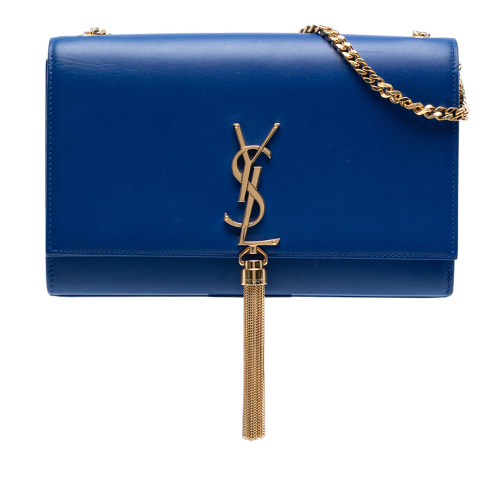 Saint Laurent Medium Smooth Cuir de veau Monogram Kate Tassel Sac porté croisé Bleu – GABY PARIS Authentique