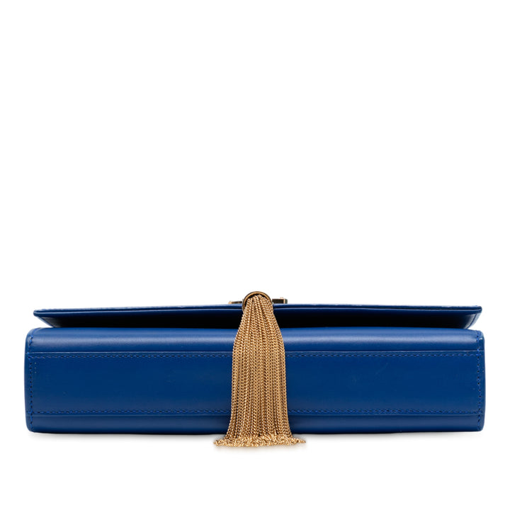 Saint Laurent Medium Smooth Cuir de veau Monogram Kate Tassel Sac porté croisé Bleu – GABY PARIS Authentique