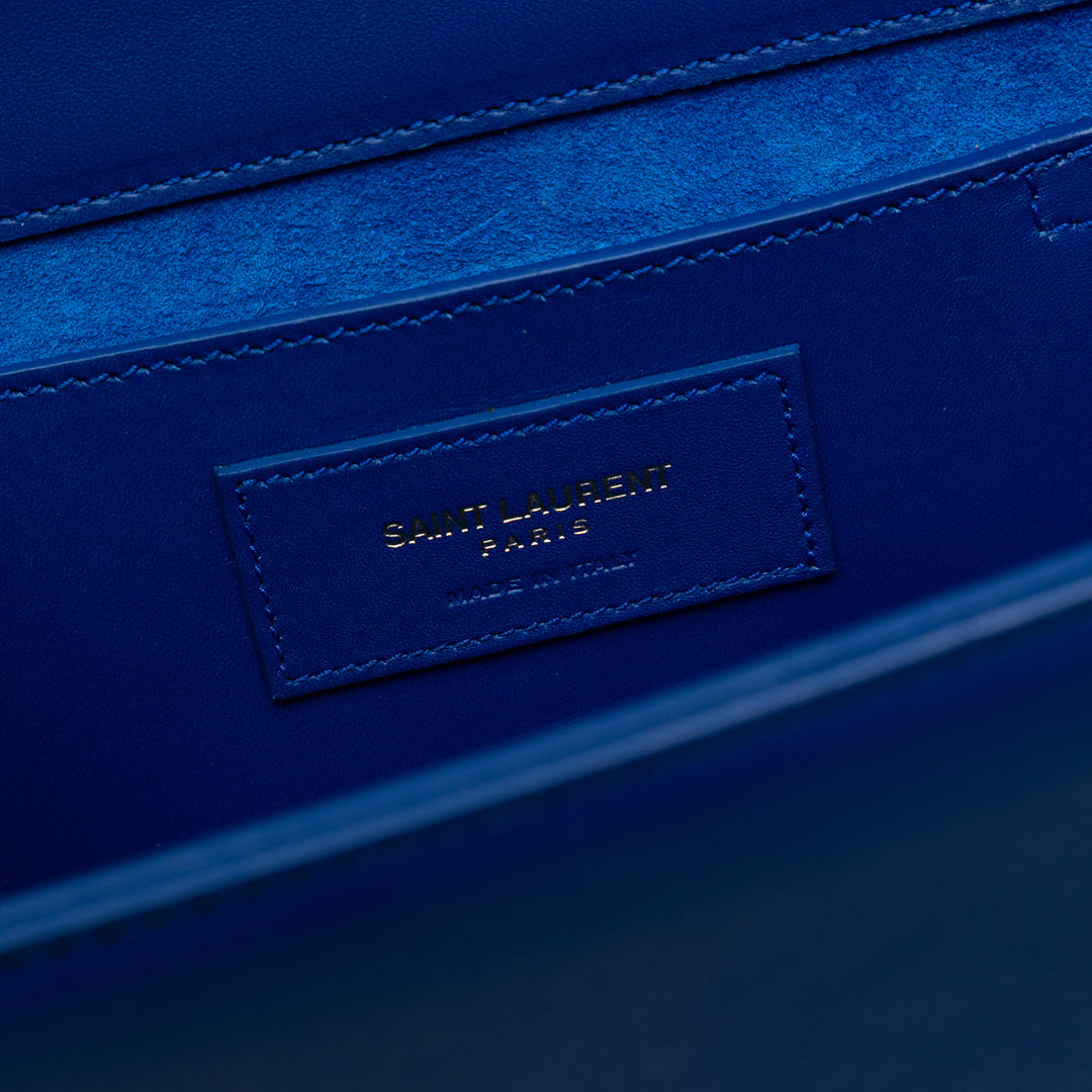 Saint Laurent Medium Smooth Cuir de veau Monogram Kate Tassel Sac porté croisé Bleu – GABY PARIS Authentique