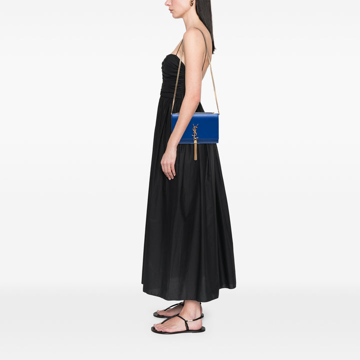 Saint Laurent Medium Smooth Cuir de veau Monogram Kate Tassel Sac porté croisé Bleu – GABY PARIS Authentique