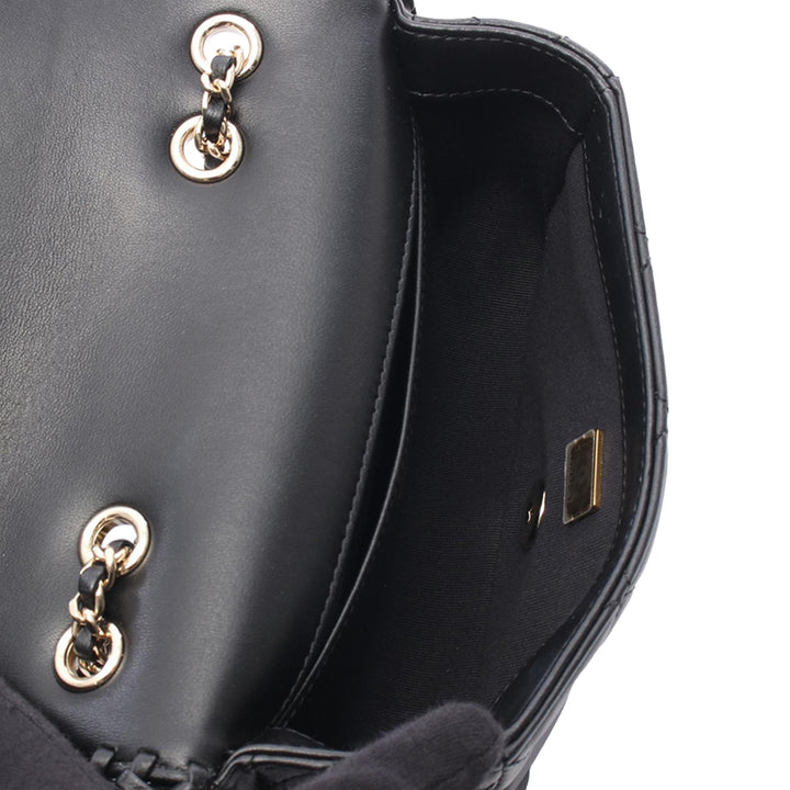 Matelassé Whipstitch Rabat simple Cuir d'agneau Noir
