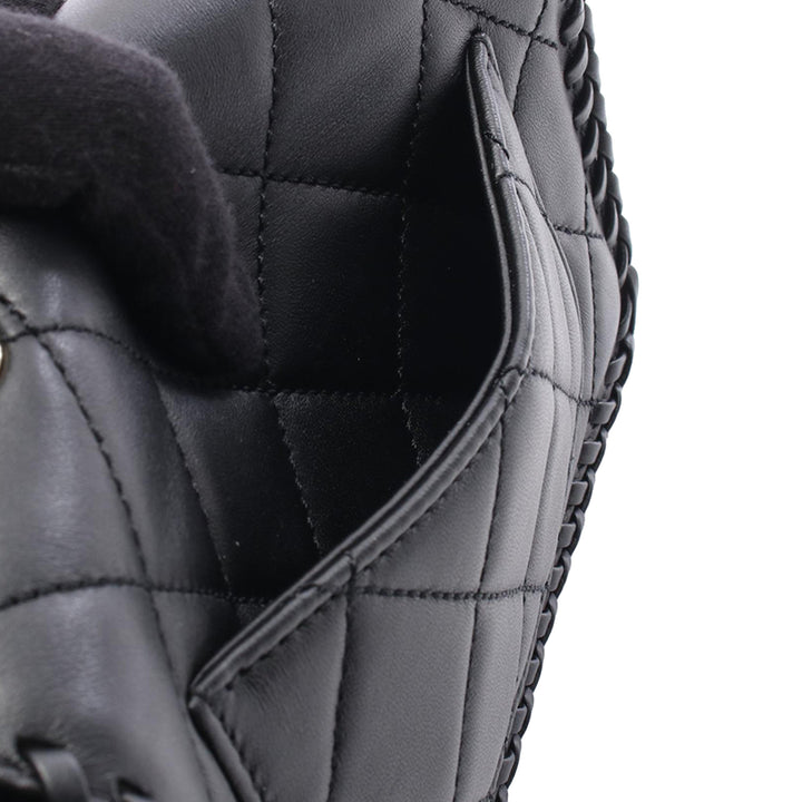Matelassé Whipstitch Rabat simple Cuir d'agneau Noir
