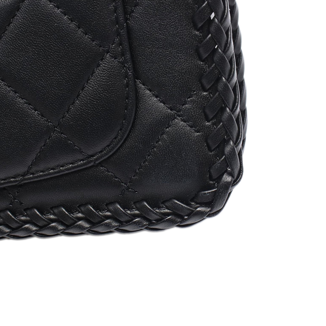 Matelassé Whipstitch Rabat simple Cuir d'agneau Noir