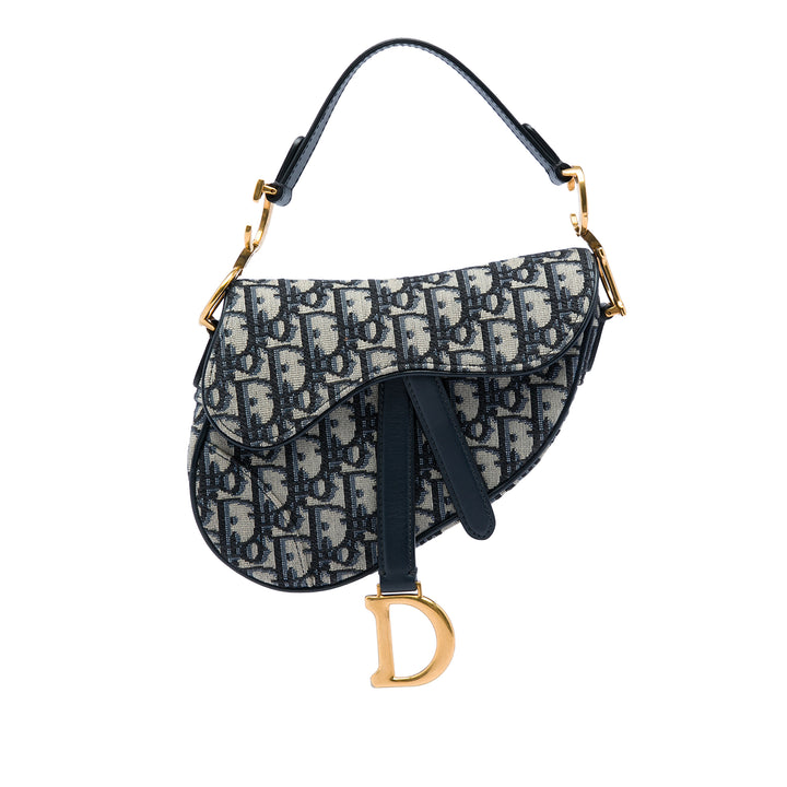 Dior Saddle Sac Mini Oblique Bleu – vue principale – GABY PARIS