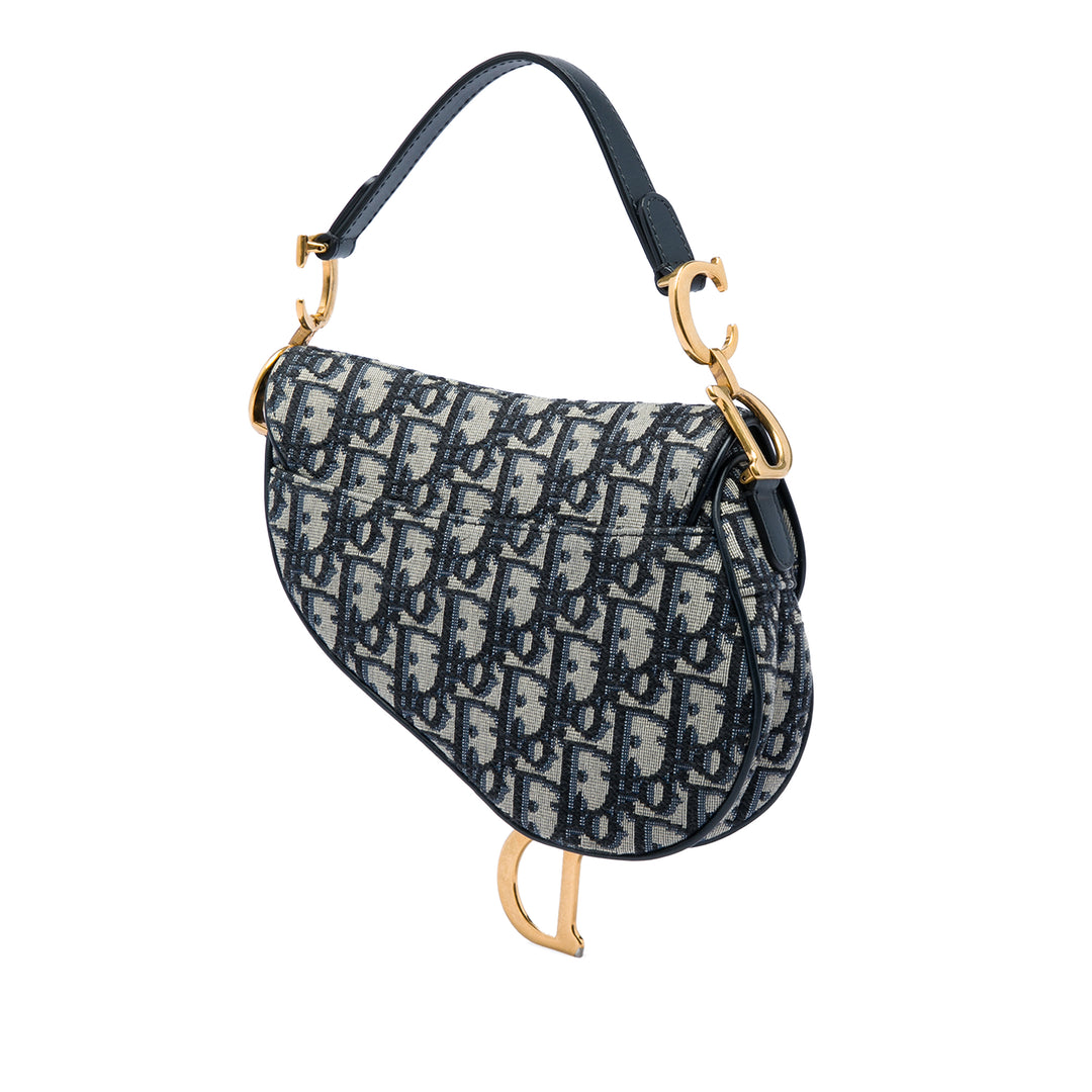 Dior Saddle Sac Mini Oblique Bleu – vue 2 – GABY PARIS
