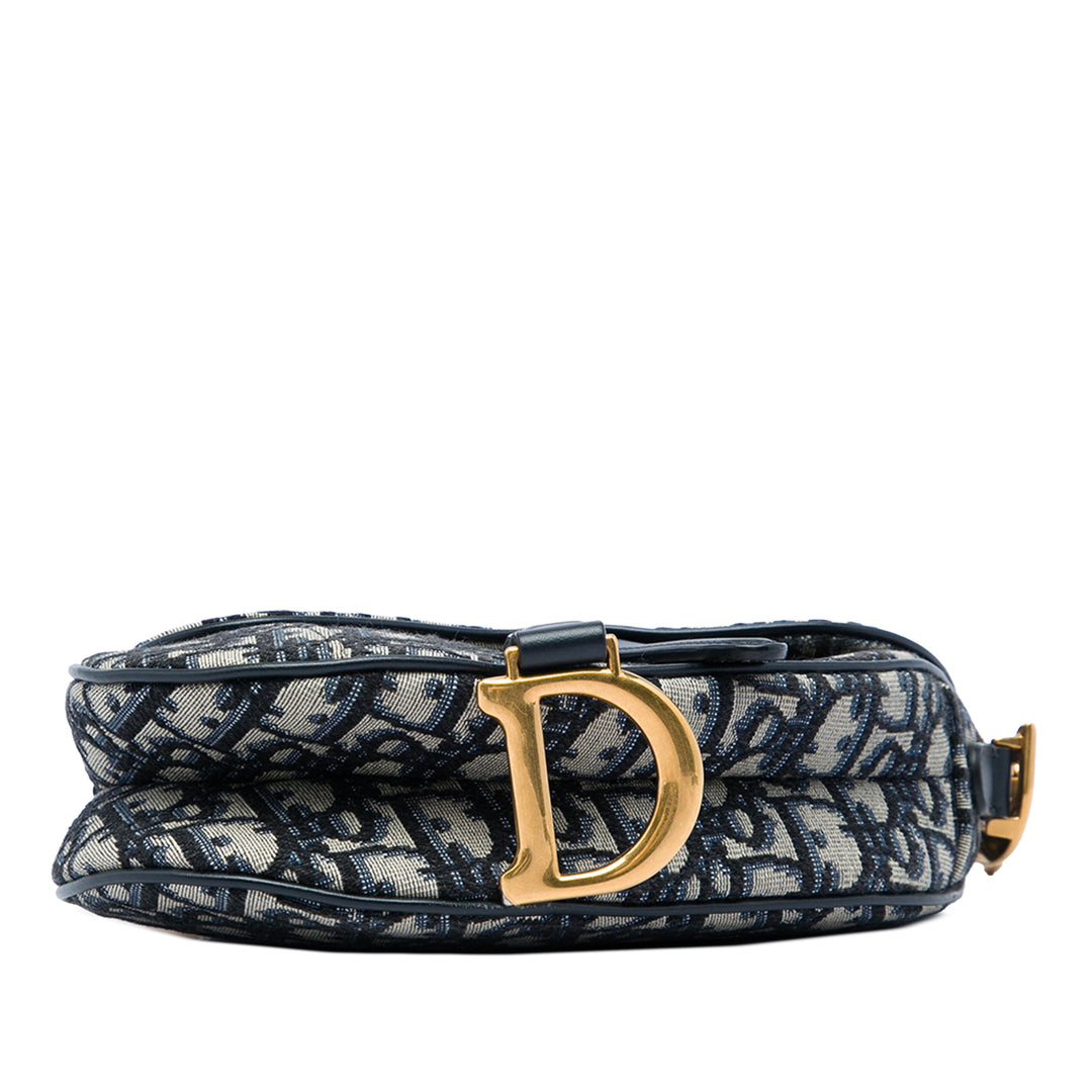 Dior Saddle Sac Mini Oblique Bleu – vue 3 – GABY PARIS