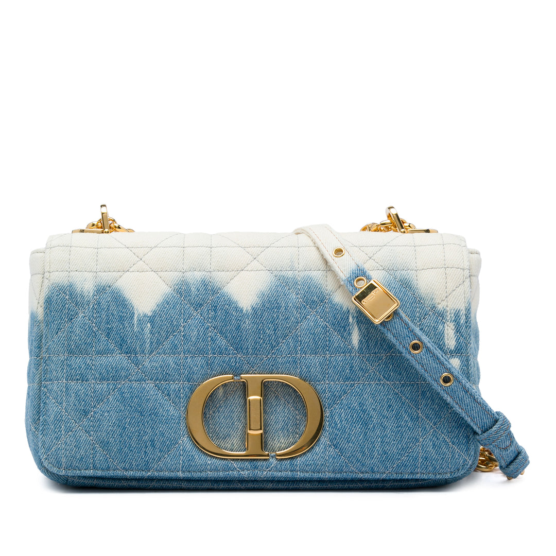 Dior Tie Dye Macrocannage Caro Sac Moyen Jean Bleu