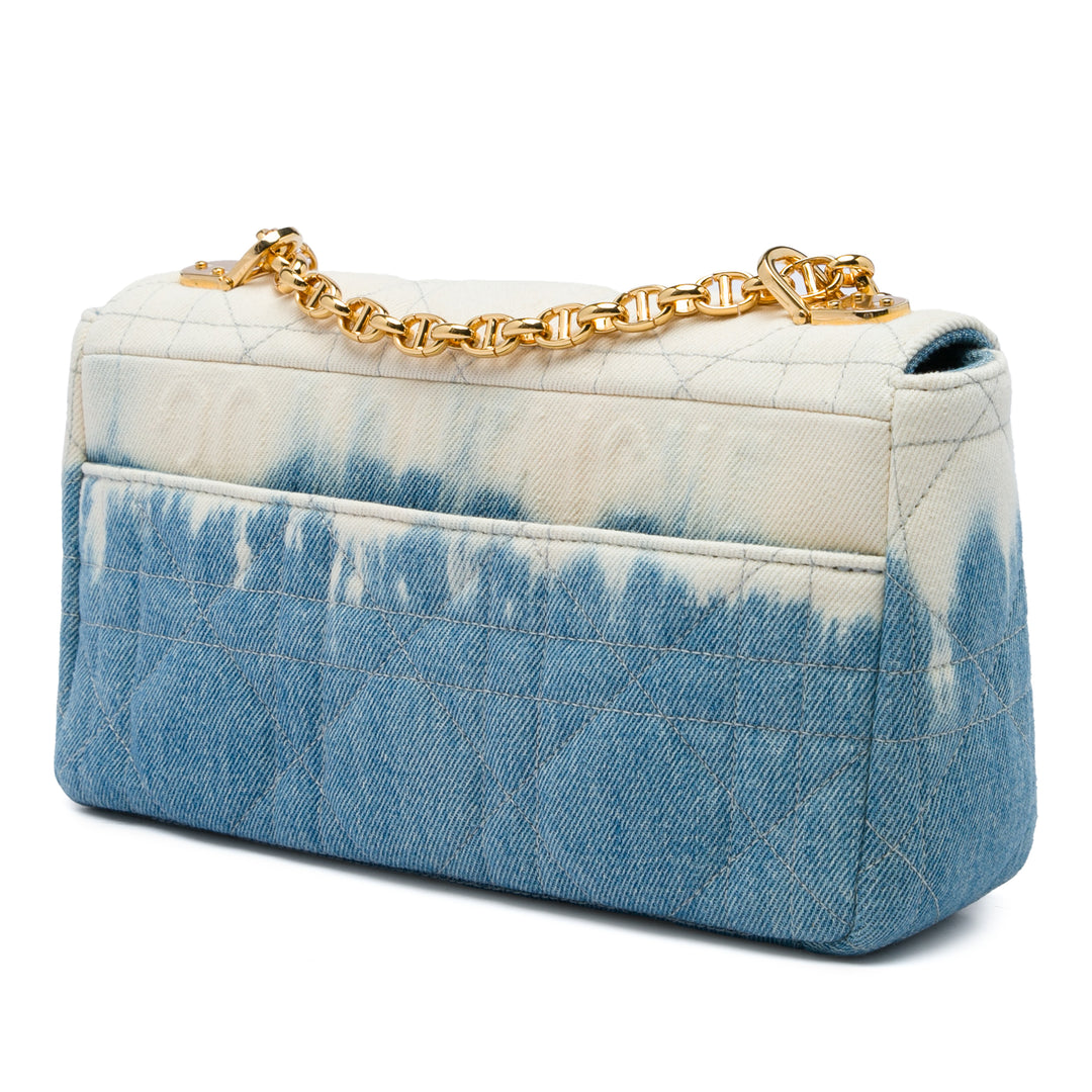 Dior Tie Dye Macrocannage Caro Sac Moyen Jean Bleu