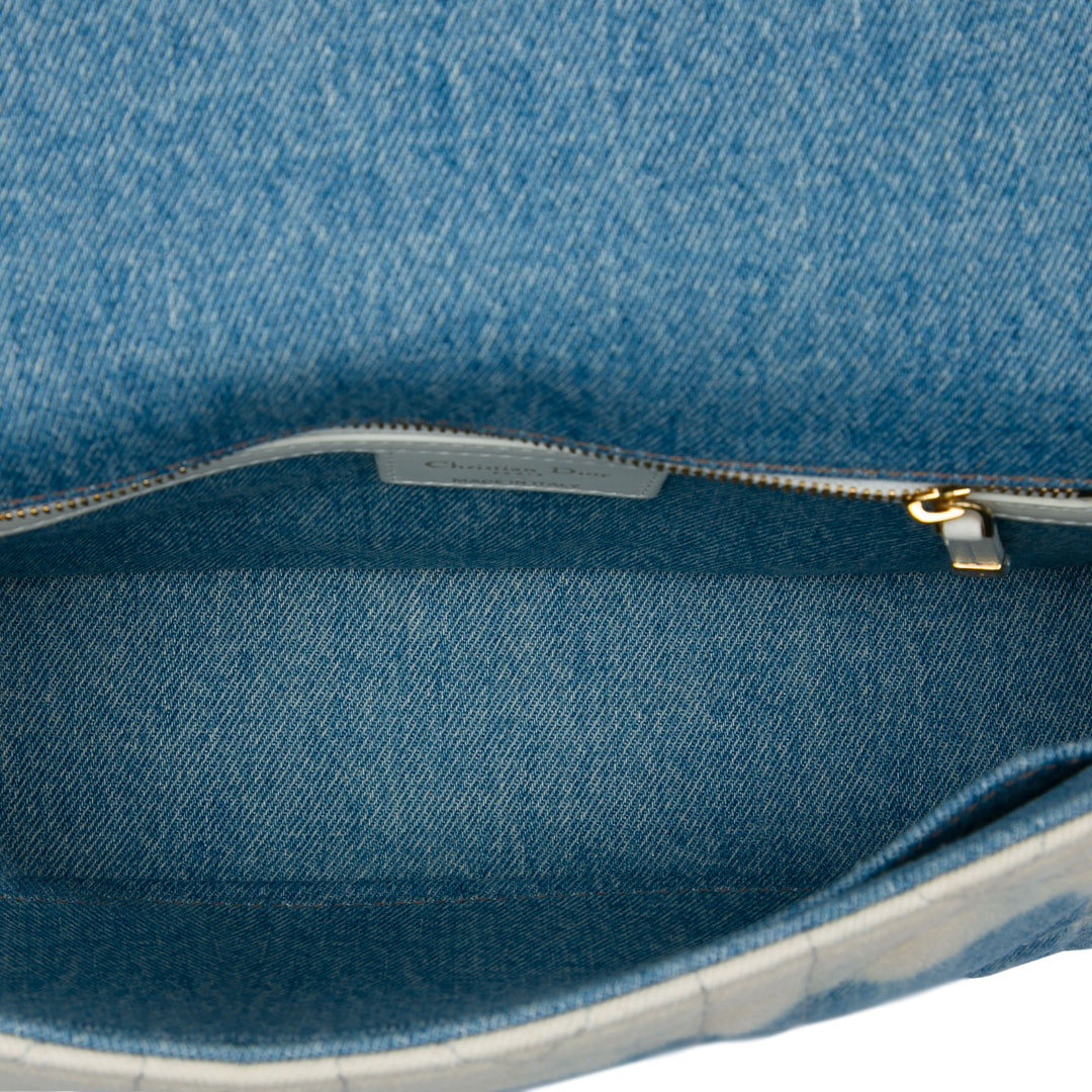 Dior Tie Dye Macrocannage Caro Sac Moyen Jean Bleu