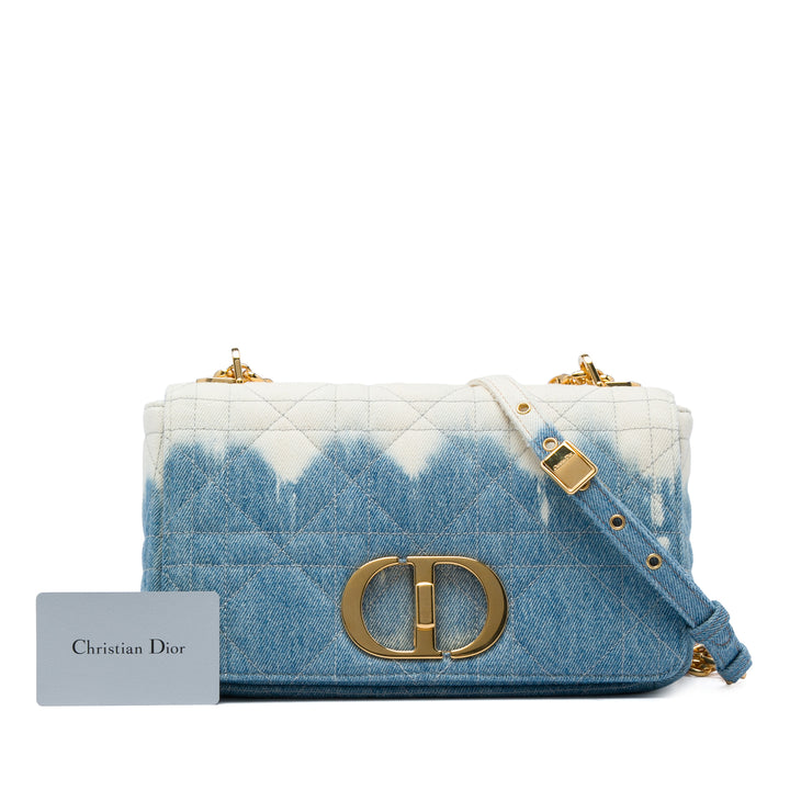Dior Tie Dye Macrocannage Caro Sac Moyen Jean Bleu