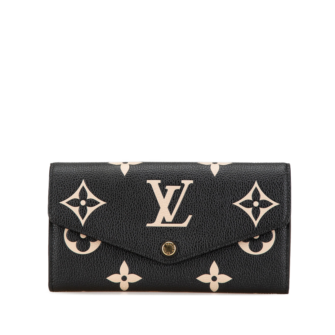 Bicolor Monogram Empreinte Sarah Wallet Black - Gaby Paris