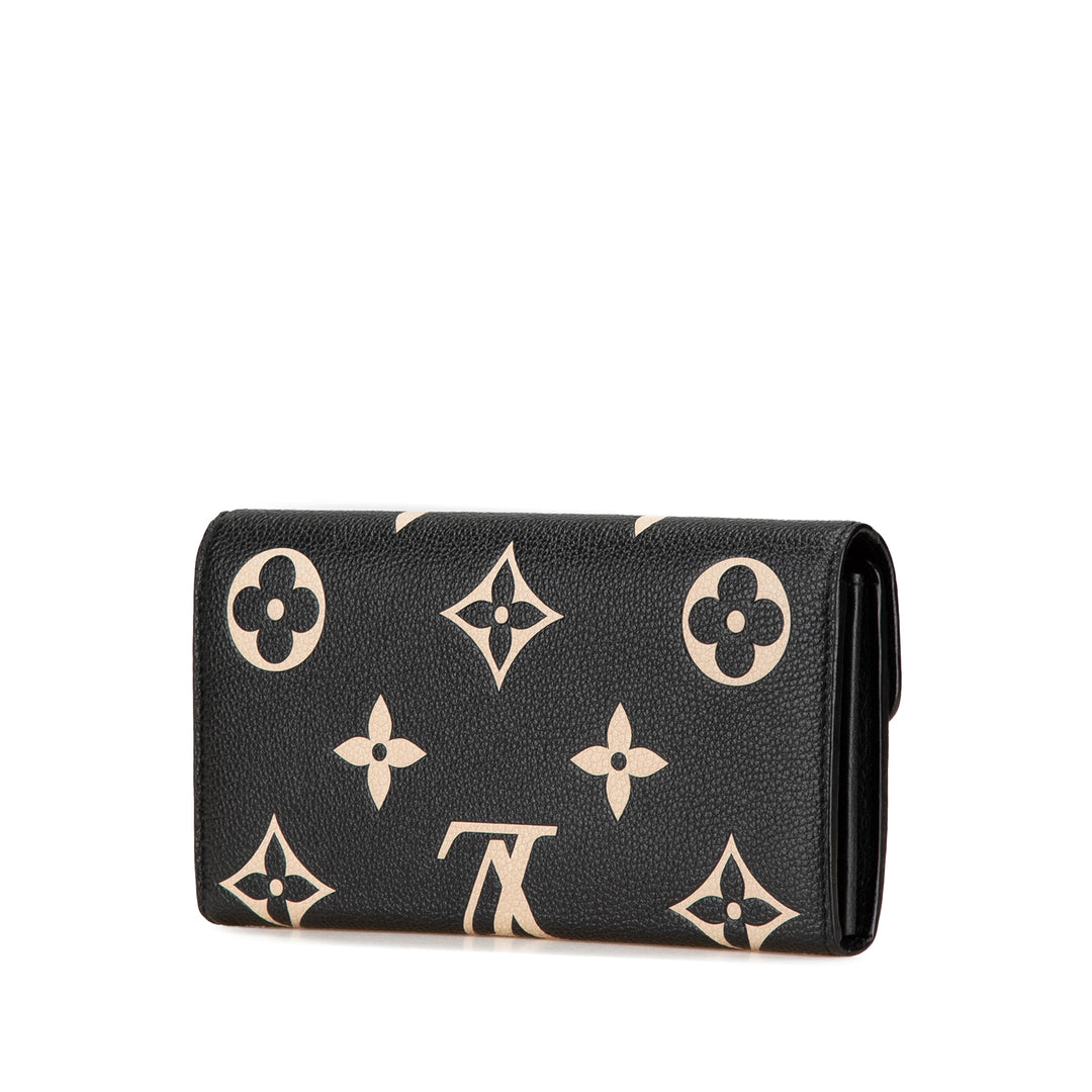 Bicolor Monogram Empreinte Sarah Wallet Black - Gaby Paris