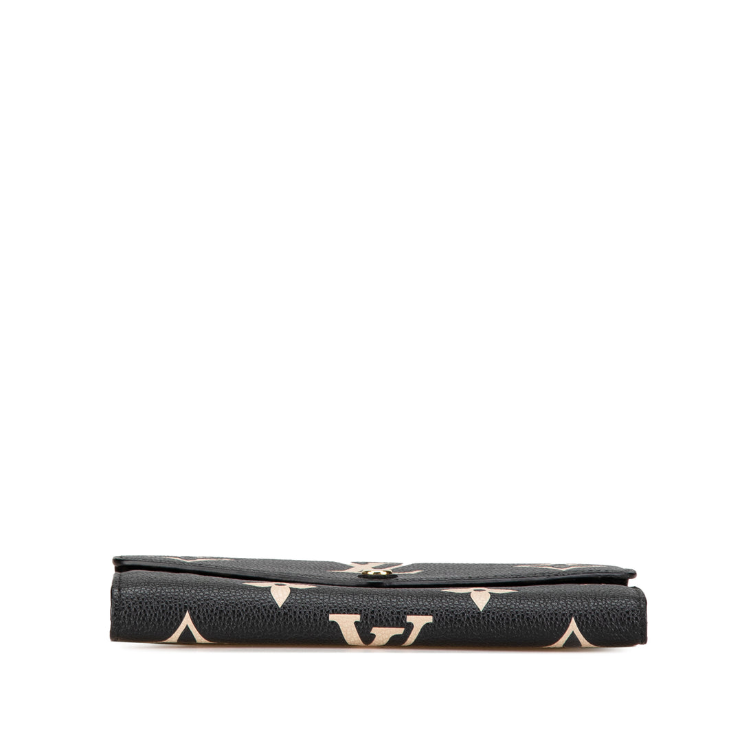 Bicolor Monogram Empreinte Sarah Wallet Black - Gaby Paris